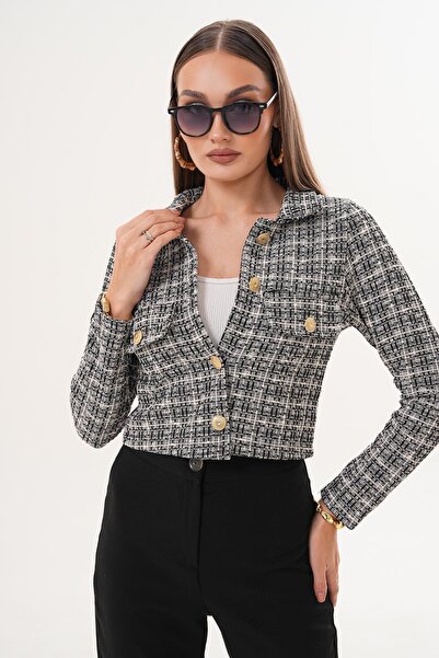 ŞİMAL Дамско палто с пайети и копчета на яката 255345 -