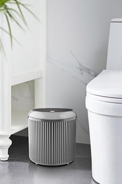 decorev 5 Liter Gray Click Lid Modern Striped Trash Can Dc-6801