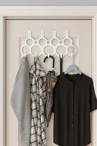 Home 11-Piece Practical Hanger That Can Be Hanged Behind the Door White