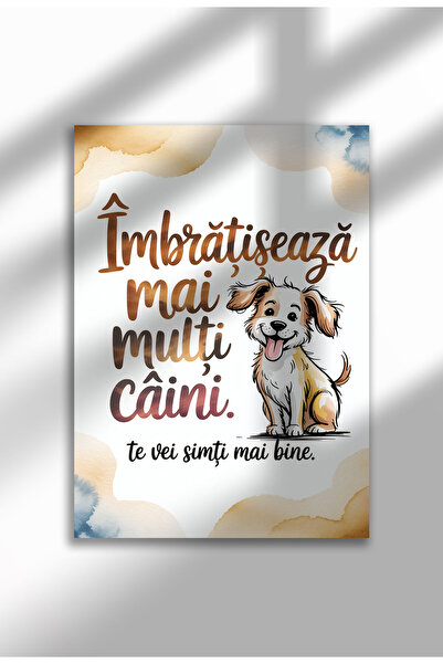 21mxm Unframed Dog Quote Canvas Poster in Romanian - Digital Print - Imbratis...