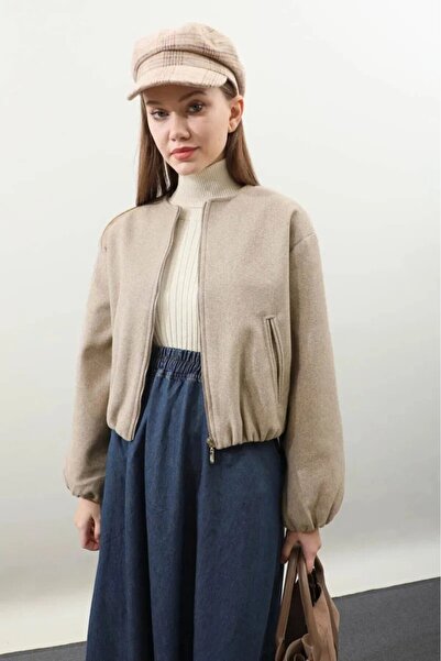 modapark.ist Women's Clothing Stamped Bomber Jacket