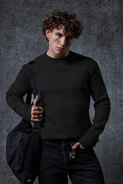 ablukaonline Men's Regular Fit Crew Neck Sweatshirt Black