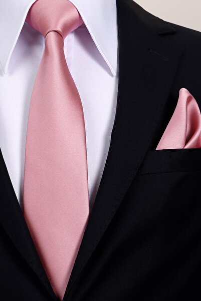 Esgue 8 cm Wide Pink Satin Handkerchief Tie – Premium Men's Tie in a Special Gift Box