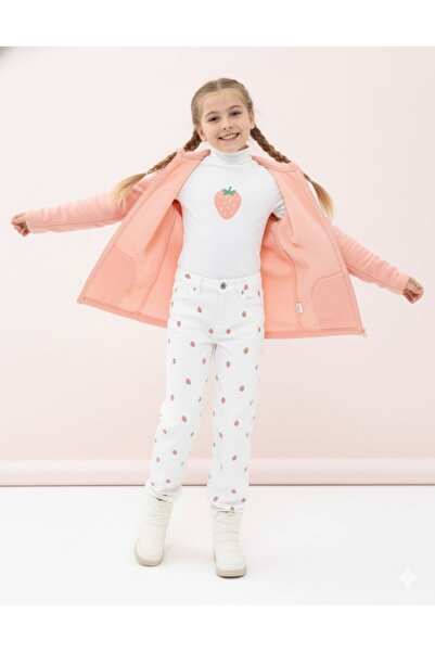 Kübra Tekstil Girls' Powder Fleece Hooded Cardigan Zippered Long Sleeve Soft Children's Jacket - Girls' Cardigan