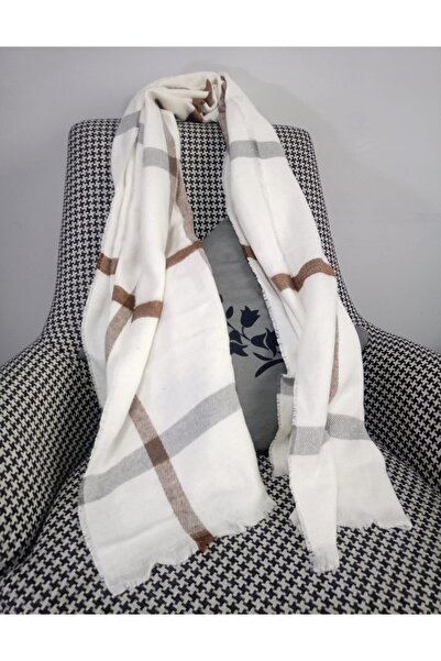 stilyy Winter Soft Textured Shawl White Plaid