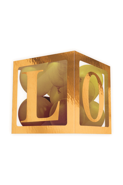 Mirific Party Gold party accessory, 21 x 21 x 21 cm, plastic box, "love"