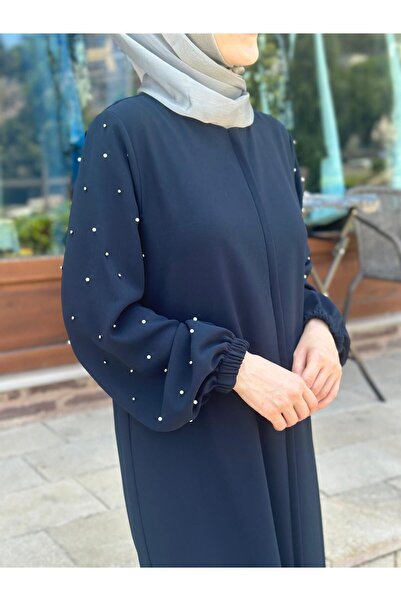 Çt Çeyizci Tekstil Simple Daily Full Length Navy Blue Robe