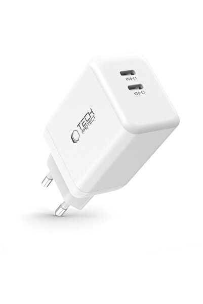 Tech-Protect 5906302372393 NC45W GaN 2x USB-C PD 45W Alb