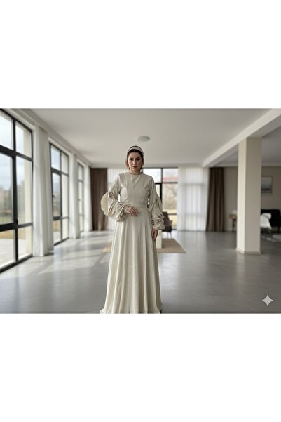 Mina Terzi&Butik Sparkly Ruffle Sleeve Hijab Evening Dress