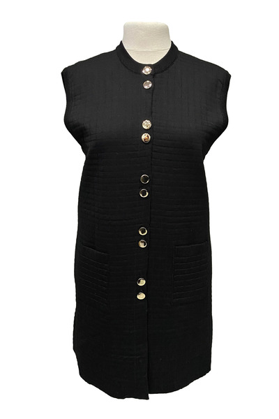 Giyinen Mağazaları Elisa Front Buttoned Double Pocket Quilted Combed Cotton Medium Length Vest