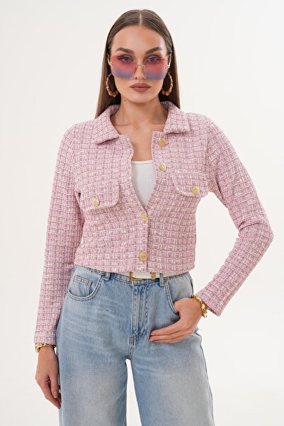 ŞİMAL Дамско палто с пайети и копчета на яката 255345 -