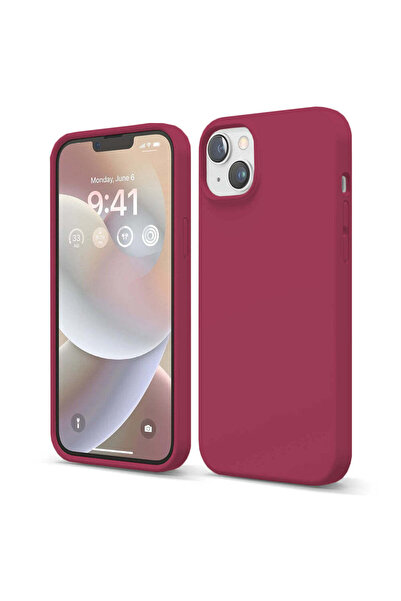 Casey Studios iPhone 14 Soft Silicone Case, Microfiber Inside, Protection, Slim, Burgundy