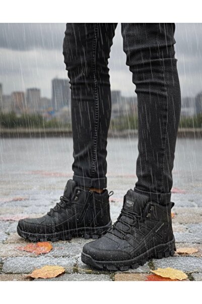 Budaks Ανδρικές μπότες με επένδυση από γούνα, ανθεκτικές στο νερό και το χιόνι, χειμερινές μπότες πεζοπορίας με φερμουάρ και κορδόνια