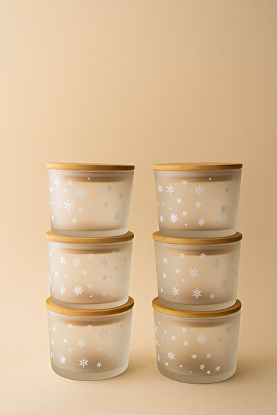 Fhilli Vetro - Set of 6 Glass Breakfast Bowls with Bamboo Lids 220 Cc