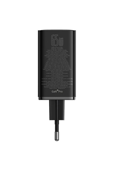 Baseus GAN6 Pro Fast Charger, 2xUSB-C + 2xUSB, 65W Negru