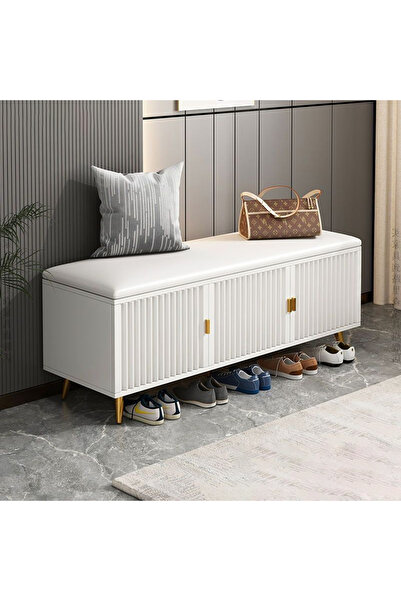 KEKE Modern Shoe Storage Bench and Entryway Shoe Organizer Storage with Leather Comfort Seat 90 cm
