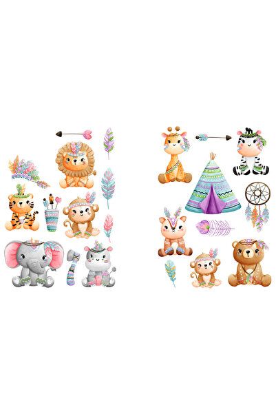 4Decor Autocolant decorativ de perete - animale indiene, 2 bucăți, 70 x 50 cm