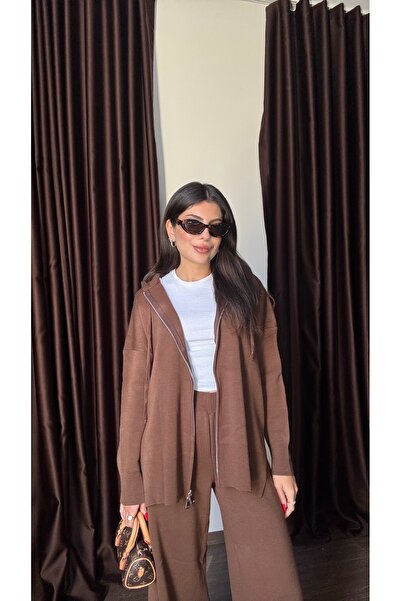 LOISY Women's Double Zipper Sweatshirt Pants Set