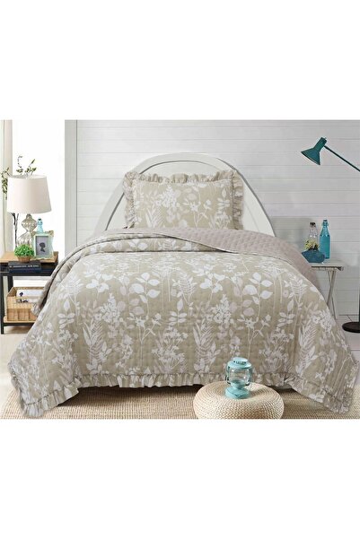 GOBLETTE HOME FLOWERS Serisi TEK Kişilik Kapitone Yatak Örtüsü - Çiçekli Desen Fırfırlı (6 Seçenek)