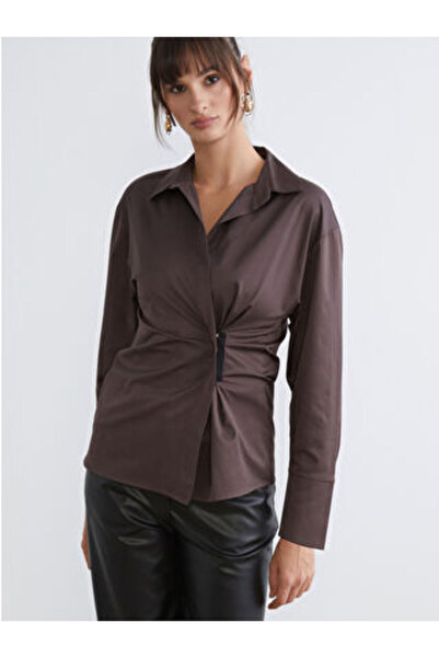 LC Waikiki SoulifeKahverengi Regular Fit Kadın Gömlek