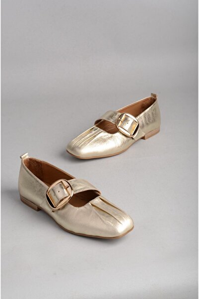 SEÇ KUNDURA Select b108 genuine leather women's flat shoe gold