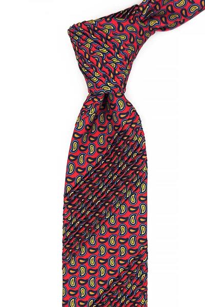 Kravatkolik Valdoria Style Red Shawl Pattern Pleated Tie Crk97