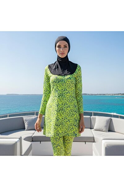 Lio20 Women's Hijab Headscarf Stretch Fabric Sports Cap – Ninja Cap with Neck Cover - Sea Pool - Black