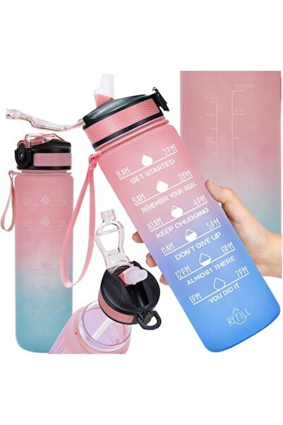 SMARTECH 1L Motivational Portable Water Bottle with Straw, Ergonomic, Multicolor