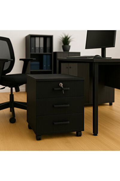 ModernEvveOfis Üç Çekmeceli Keson - Siyah