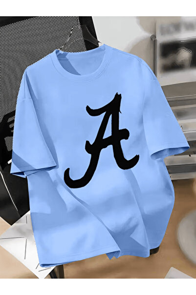 ALEYZA MODA Men's Brushstroke Letter'A' Printed Oversized T-Shirt