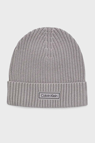 Calvin Klein Logolu Pamuk ve Kaşmir Karışımlı Örme Bere LV04D8053GN8Q Erkek BERE LV04D8053G N8Q