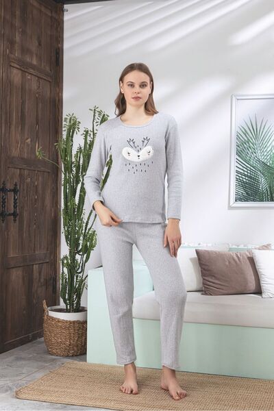 ELİTOL Cute Fox Gray Women's Pajama Set
