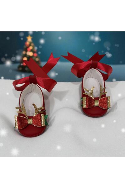Kindo Baby Red Newborn Christmas Santa Claus Deer Baby Ballerina Shoes