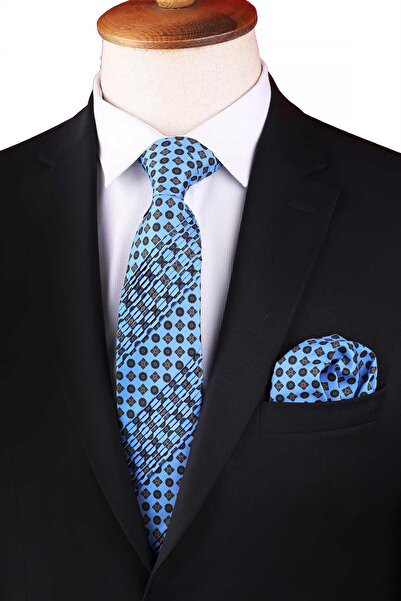 Kravatkolik Πλισέ γραβάτα με μπλε μοτίβο σε στυλ Sambuchi CRK93