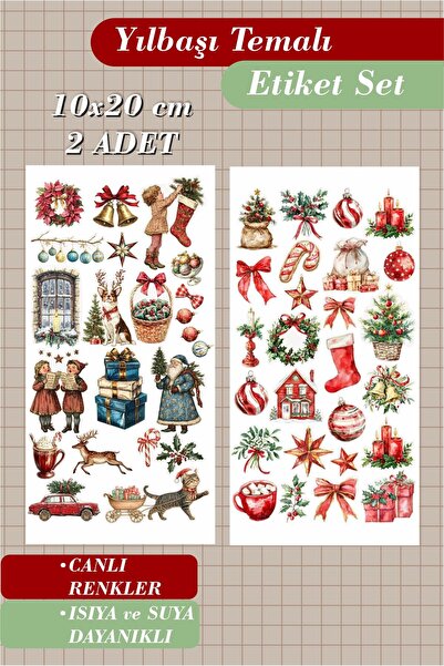 Piksel Grafik Christmas Temalı 2'li Çıkartma Sticker Seti - Kalem, Laptop Def...