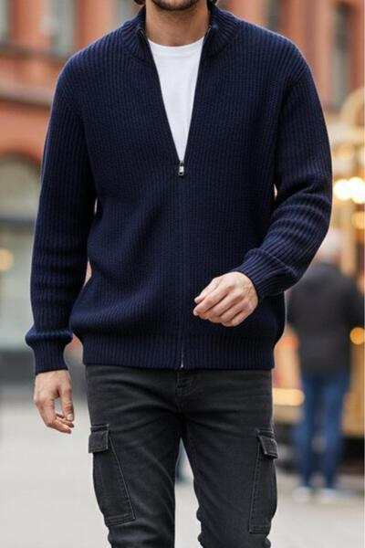 Oksit Loken Full Zip Mock Neck Thick Men's Cardigan