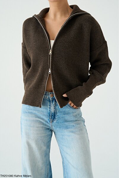 Lupies Women's Double Zippered Thessaloniki Knitwear Cardigan