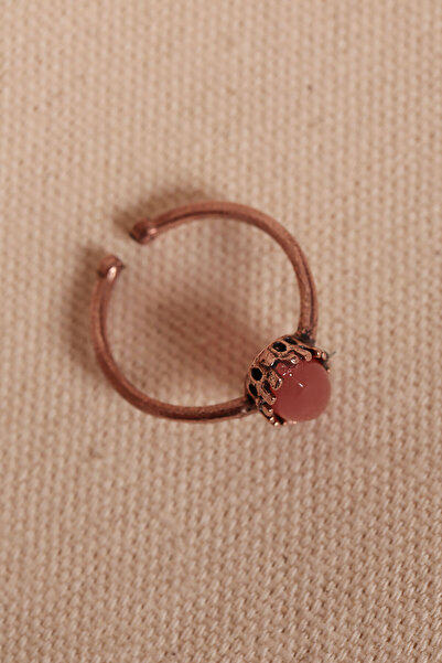 Süspüs Accessories Adjustable Authentic Copper Ring with Agate Stone