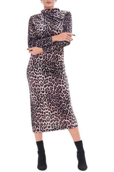 Sabr فستان ديجيتال فيلفيت هاف فاشر فستان بتجاعيد مجمّعة ميدي – فستان أنيق منقوش