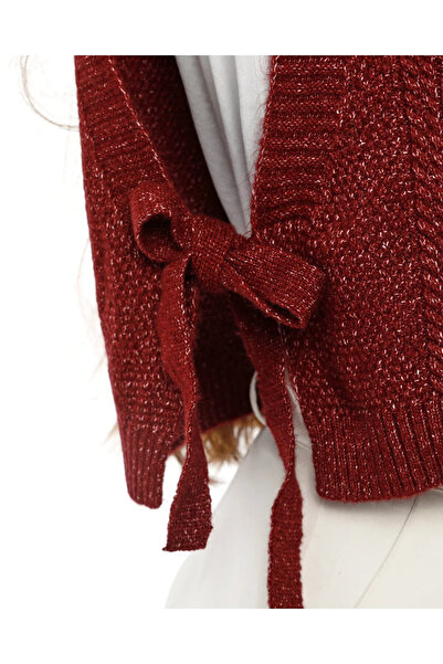 Kırçiçek Women's Hair Braid Slit Short Sweater