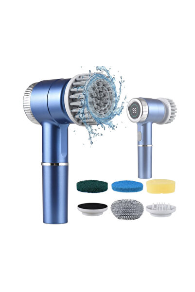 SDEPOT Set de perii electrice de curățare, SDEPOT® portabile, 3 viteze, afișaj digital, 5 capete incluse