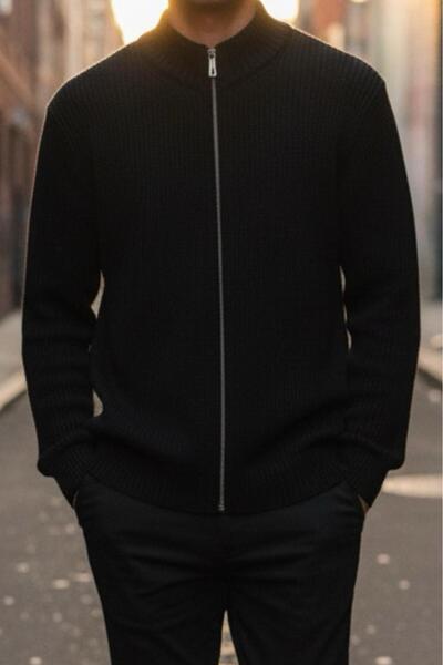 Oksit Loken Full Zip Mock Neck Thick Men's Cardigan