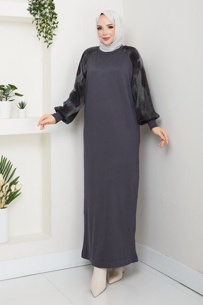 Pamuk Butik Women's Sleeve Silk Cupra Mercerized Knitwear Dress