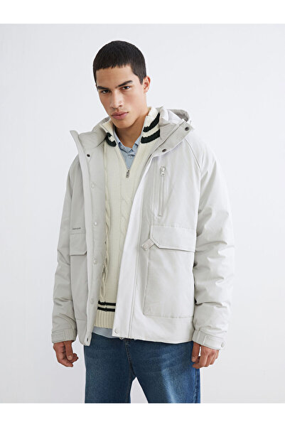 LC Waikiki Gri Standart Kalıp Kapüşonlu Erkek Parka