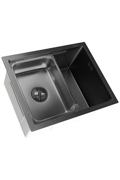 SanDonna KITCHEN SINK SET HD5040 BLACK + ANDRA MIXER, TOTAL BLACK