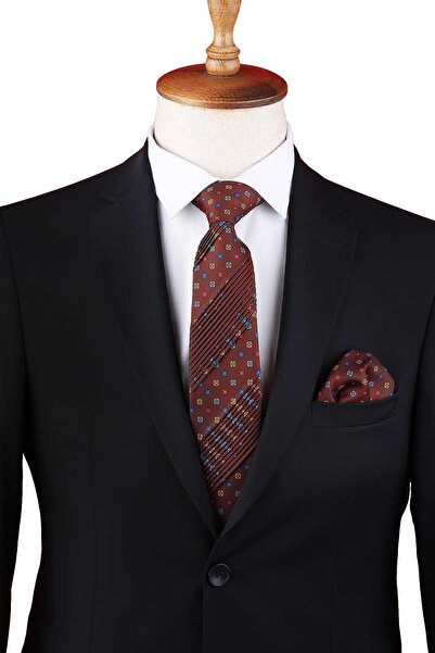 Kravatkolik Gelsomini Style Coffee Small Pattern Pleated Tie Crk90