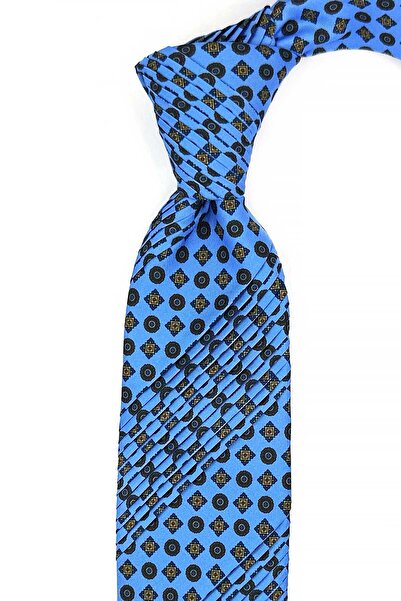 Kravatkolik Πλισέ γραβάτα με μπλε μοτίβο σε στυλ Sambuchi CRK93