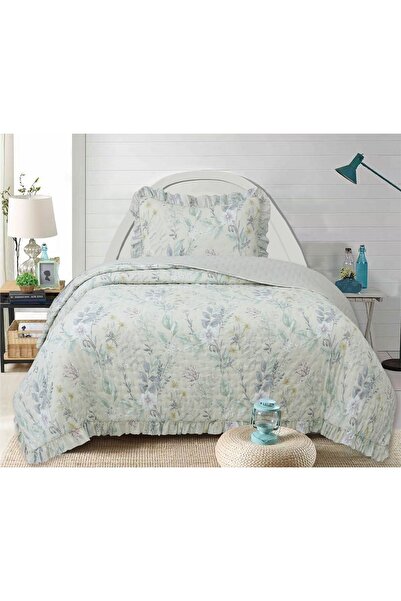 GOBLETTE HOME Flowers Series Single Quilted Bedspread - Floral Pattern with R...