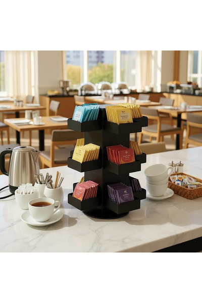 decorelax Rotating 12 Compartment Tea Bag Stand 4X3 Model-1 Black