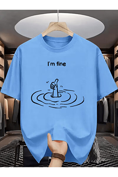ALEYZA MODA Men's I'M Fine Written Humor Printed T-Shirt